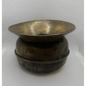 Vintage Brass Spittoon Cuspidor Antique Style Patina Primitive Decor
